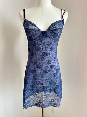 La Perla x Malizia Blue Lace Slip slip dress